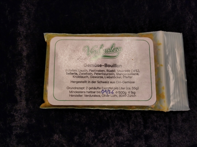 Gemüse-Bouillon Probierpackung (ca. 55g, für 1 Liter) im Druckverschlussbeutel (kompostierbar)